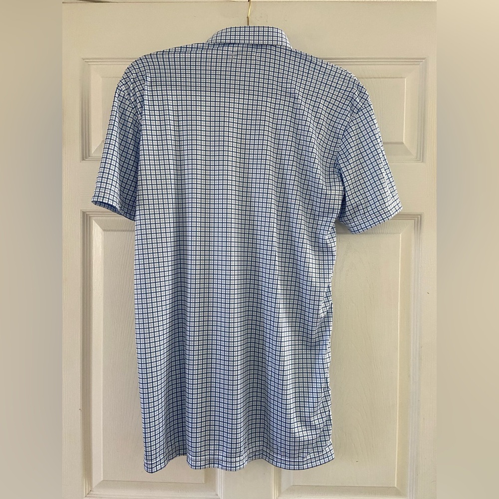 NWT Collars & Co. Semi-Spread Collar Polo Blue Tattersall Mens Size Medium Tall - Picture 8 of 11
